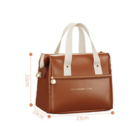 Sac à déjeuner isotherme personnalisé avec compartiment à sandwich en cuir PU imperméable, boîte à repas portable pour l'extérieur