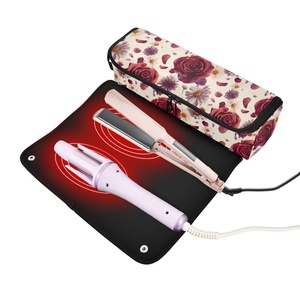 Bolsa de Viaje de Nailon con Estampado Completo, Diseño Hawaiano Vintage con Rosas Rojas, Personalizada con Asa para Rizador de Pelo - Product Image 2