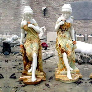 Estatua <span class=keywords><strong>de</strong></span> Mármol <span class=keywords><strong>de</strong></span> Tamaño Real, Escultura <span class=keywords><strong>de</strong></span> Mujer Tallada a Mano en Piedra Natural con Flores - Product Image 1