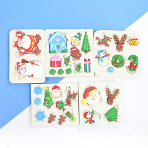 Molde de Silicona para Decoración de Pasteles de Fondant con Forma de Árbol de Navidad, Alce, Copo de Nieve y Hombre de Jengibre, Utensilios para Hornear Chocolate - Product Image 1