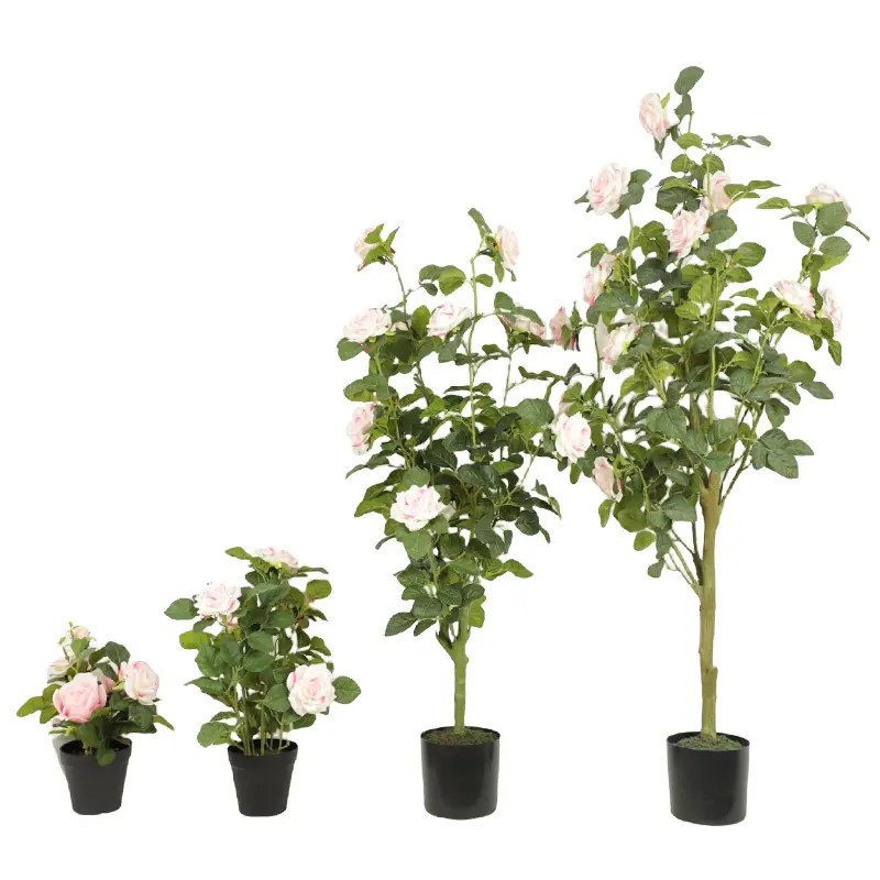 Decor forniture da giardino pianta verde albero artificiale decorativo rosa fiore di rosa Bonsai artificiale albero di rosa