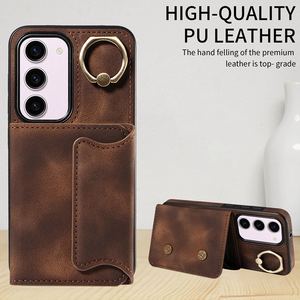 Funda Retro con Ranuras para Tarjetas y Anillo de Soporte para Samsung Galaxy S24 Plus Ultra A05 A05S A15 A25 A35 A55 5G, Cubierta Trasera de Cuero - Product Image 3