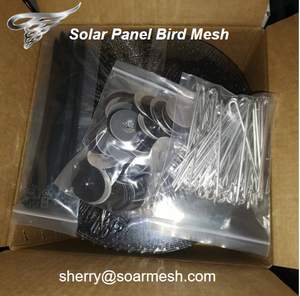 6 pulgadas negro PVC recubierto 1,5mm Panel Solar Bird Blocker Mesh Critter Guard Mesh Kit de malla solar 70 piezas Sujetadores de aluminio - Product Image 3