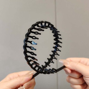 Serre-têtes en plastique noir unisexe, grande taille, à dents ondulées, extensibles et antidérapants, pour adultes, usage quotidien, vente en gros - Product Image 2