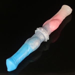 LUUK - Dildo de silicona líquida suave de doble cabeza con forma de pene de caballo, color rosa tweed, tapón anal grande y rugoso para mujeres, ¡el más vendido! - Product Image 4