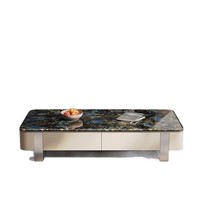 Table basse multifonctionnelle en marbre naturel et meuble TV combiné, style italien, luxe léger, minimaliste, avec cadre en bois, pour salon et maison