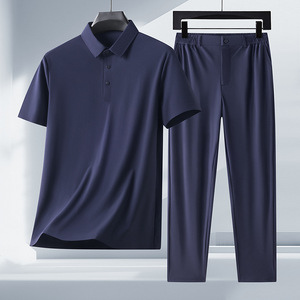 Tuta Sportiva Casual da Uomo all'Ingrosso, Servizio OEM Estivo, Set Due Pezzi per Allenamento, Logo Personalizzato, Completo Polo Lavorato a Maglia - Product Image 4