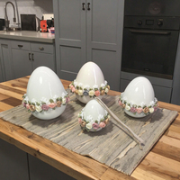 Oeuf de Pâques en céramique moins cher de haute qualité avec anneau de fleur fait à la main