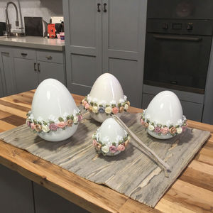 جودة عالية أرخص بيض عيد الفصح السيراميك مع حلقة ديكور بيض عيد الفصح - Product Image 1