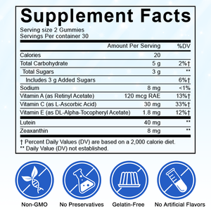 SOLOTREE Gomitas de Luteína, Suplementos de Vitaminas <span class=keywords><strong>y</strong></span> Minerales para la Vista, Sabor a Arándano, 8 mg de Zeaxantina, 40 mg de Luteína, Gomitas para la Salud Ocular - Product Image 2