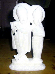 Statue de Radha Krishna en marbre italien poli, pierre de Juggle Jodi blanche - Product Image 1