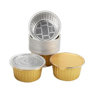 Gold Foil Lunch Box 570ml With Lid Microwave Safe Disposable Round Aluminum Container For Picnic Camping Travel - Product Image 1