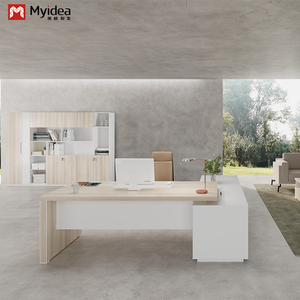 <span class=keywords><strong>Myidea</strong></span> Bureau de direction en L en bois massif avec sous-armoire et pieds recouverts de bords en alliage d'aluminium pour immeuble de bureaux - Product Image 3