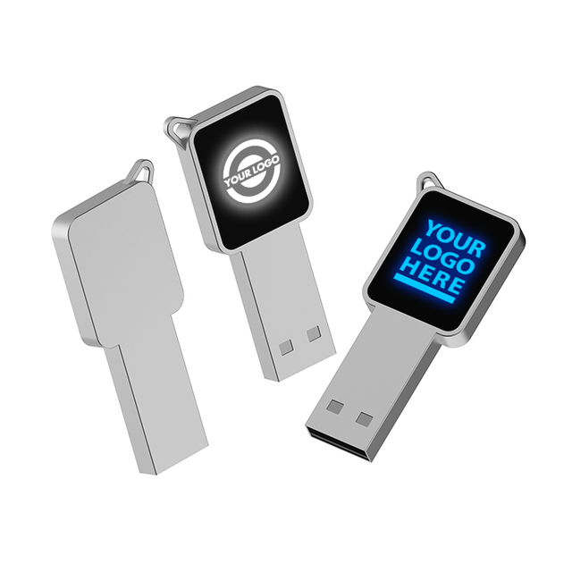 USB 4GB 8GB 16GB 32GB 64GB With Free Engraved Logo USB Flash Drive Glowing Light Metal USB Flash Drives Memorias