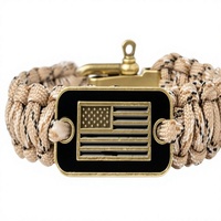 Bracelet en paracorde, bracelet de survie tactique pour hommes avec drapeau américain en bronze, 3 tailles réglables pour la Journée des Vétérans, sports de plein air