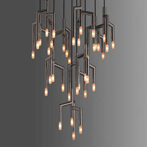 American New Linear Pendant Led <b>Light</b> Modern Stylish Creative Designer Chandelier for Living Room - Product Image 5