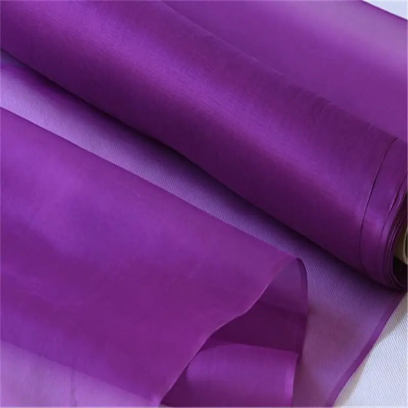 Classic 100% Silk Organza Fabric in Plain Color Stiff for Women Wedding Dress Thick