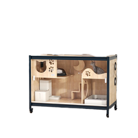 Moe Help Armoire d'intérieur de luxe en bois massif pour chats Nouveau style de vitrine TV Fermeture à boutons Grand espace pour chats et animaux de compagnie Meubles pour maisons