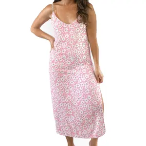 Mujeres 2024 Verano Estampado floral Spaghetti Strap Sundress V Cuello Midi Maxi Vestido