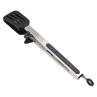 Pinces de cuisine de 12 pouces, lames en silicone noires à fentes avec support pour des comptoirs propres