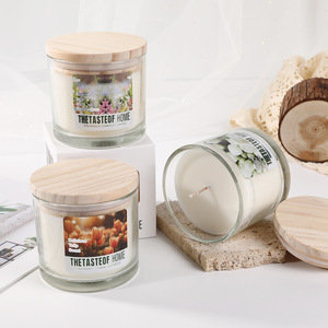 Fabricant en gros de bougies aromatiques en verre avec couvercle en bois, bougies parfumées, couvercle en bois, bougies en cire de soja, gobelet en verre, parfum d'intérieur - Product Image 1