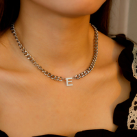Lettre Pendentif En Acier Inoxydable Bijoux Initiale A-Z Cubain Lien Chaîne Collier pour Garçons Hommes Femmes