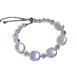 <strong>Silver</strong>-plated <strong>Tibetan</strong> <strong>Silver</strong> Inlaid High-grade Icy Green Chalcedony pink Agate Jade Women's Bracelet Gift <strong>Jewelry</strong> - Product Image 5