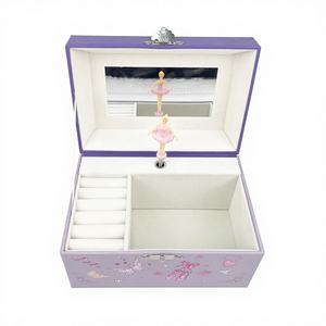 Boîte à musique en bois avec paillettes, boîte de rangement pour bijoux personnalisée, ballerine tournante, polychrome, avec pieds, cadeau pour filles, boîte à musique avec miroir, en vrac - Product Image 2