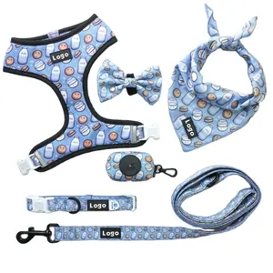 Adjustable Designer Training Print Lead Cat Traction Rope Strap Harness Pet Collars Set Dog Leash