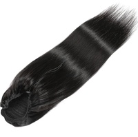 Extension capillaire brésilienne longue et lisse, cheveux naturels, 5 pouces, cordon de serrage, queue de cheval, 100g