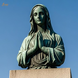 Religioso al aire libre decoración grande Metal latón fundido hermosa <span class=keywords><strong>Inmaculada</strong></span> tamaño real Virgen María y sosteniendo Jesús estatua de busto de bronce - Product Image 2