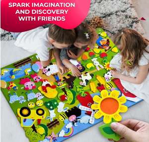 Attività pieghevoli di apprendimento sensoriale di animali da fattoria durevoli Apprendimento educativo sentito i bambini piccoli impegnati a bordo per i più piccoli - Product Image 4