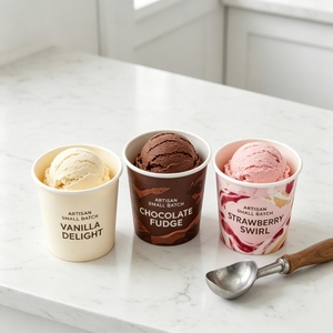 Vasos de Papel Ecológicos para Helado y Yogur, 100% Biodegradables, para Llevar, Venta al Por Mayor - Product Image 1