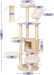 Solid Wood <strong>cat</strong> <strong>Climbing</strong> <strong>Frame</strong> Modern Luxury <strong>cat</strong> Tree Tower with <strong>cat</strong> Apartment Hammocks and Canopies for Easy Assembly Cleaning - Product Image 2