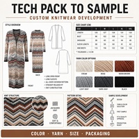 Cardigan long en tricot à rayures chevron pour femme, style décontracté, manches longues, ouvert sur le devant, pour l'automne et l'hiver
