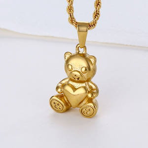 Hiphopsゲームコンソールペンダント18Kゴールドメッキベアシェルチャーム女性男性ステンレス鋼地球メアリーネックレスジュエリー - Product Image 2