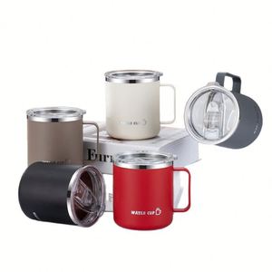 Mug de voyage en acier inoxydable 304 avec couvercle, gobelet isotherme à double paroi, anti-fuite, tasse à café de bureau pour le thé et les boissons - Product Image 1