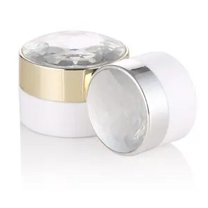 Luxury 50g PP round jar white and gold plastic jar with gold cap in stock