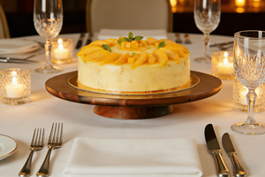 แท่นวางเค้กไม้กระถินเทศขนาด 13 นิ้ว แบบหมุนได้ จานหมุนสไตล์ชนบทเหมาะสำหรับการตกแต่ง จัดเสิร์ฟ และโชว์ขนมหวาน - Product Image 4