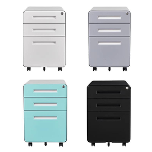 Armoire de classement mobile en métal à trois tiroirs réglables, design moderne, grande capacité et construction durable pour salon - Product Image 5