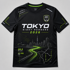 Camiseta Reflectante Personalizada Inspirada en Tokio para Correr de Noche, Uniforme de Equipo de Maratón Urbano de Alta Visibilidad - Product Image 2