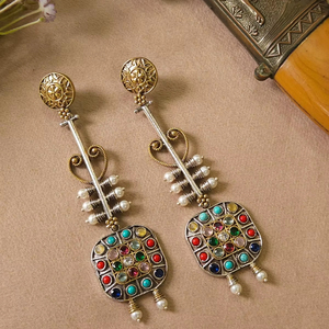 Pendientes de Cachemira de alta calidad con pendientes de cadena de oreja desmontables para mujer hechos a mano acabado antiguo joyería antideclaración - Product Image 2