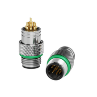 Connecteur circulaire étanche Lshitech M12 IP67 à 6/7/8 broches, mâle, avec écrou de verrouillage frontal, en cuivre, pour communication de données, qualité industrielle
