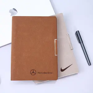 Custom Debossed Embossed Logo Loose Leaf Binding Business PU Leather Notebook With Pocket 6 Ring Binding Journal Planner
