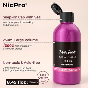 18 Màu Sắc Chế Tạo Kim Loại Sơn 250Ml Vĩnh Viễn Cho Quần Áo Không Độc Hại Sơn Cho Vải <span class=keywords><strong>DIY</strong></span> Thủ Công T-Shirts Vải Sơn Bộ - Product Image 4