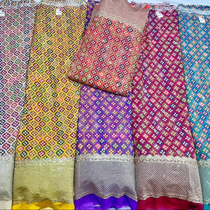 Alta calidad pura viscosa Georgette secuencia Zari con borde tela trabajo hecho a mano bordado tejido Georgette importación - Product Image 1