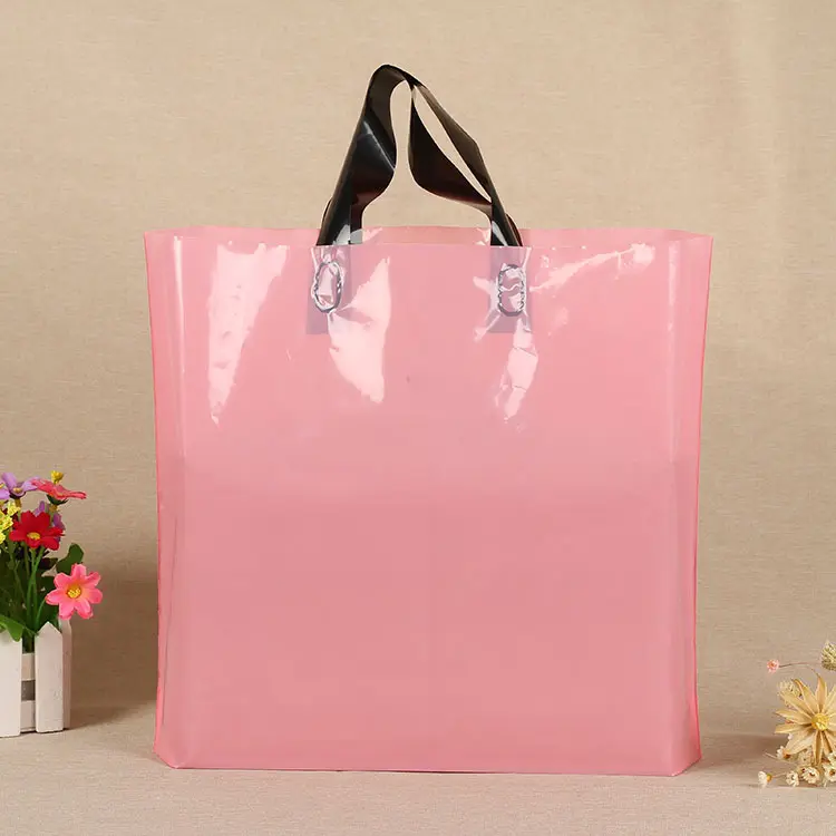 Reusable LDPE/HDPE Soft Loop handle Clothing bag Plastic Shopping Bag With Soft Loop Handle