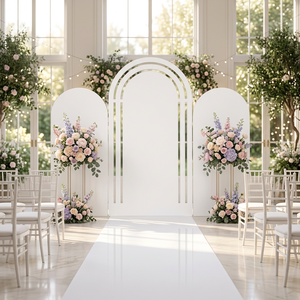 LEDA White Pvc Wedding Arch Background <b>Stand</b> Set - Reusable <b>Backdrop</b> Panels For Wedding Baby Shower & Event Decoration - Product Image 1