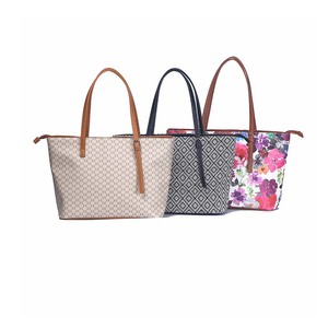 Oushang Fashionable Beige/<strong>Black</strong>/Color <strong>Small</strong> Bucket <strong>Handbag</strong> for Women with Two Straps and Zipper Closure PVC Material 26x12x73CM - Product Image 1