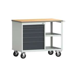 Klw Lutz Workbench PW 700 W1000xD620xH805mm บีชมัลติเพล็กซ์สีเทาอ่อน, RAL 7035แอนทราไซต์สีเทา, RAL 7016 6ลิ้นชัก - Product Image 1